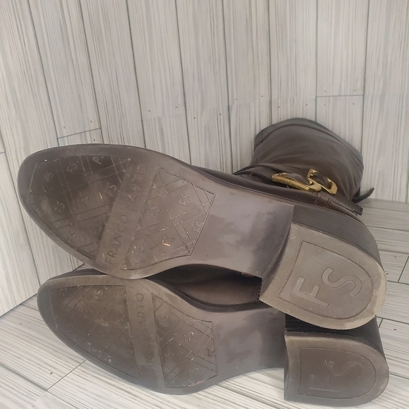 Franco Sarto L-Lapis Womens Riding Boots  Brown Leather 2” Heel Round - Picture 4 of 7